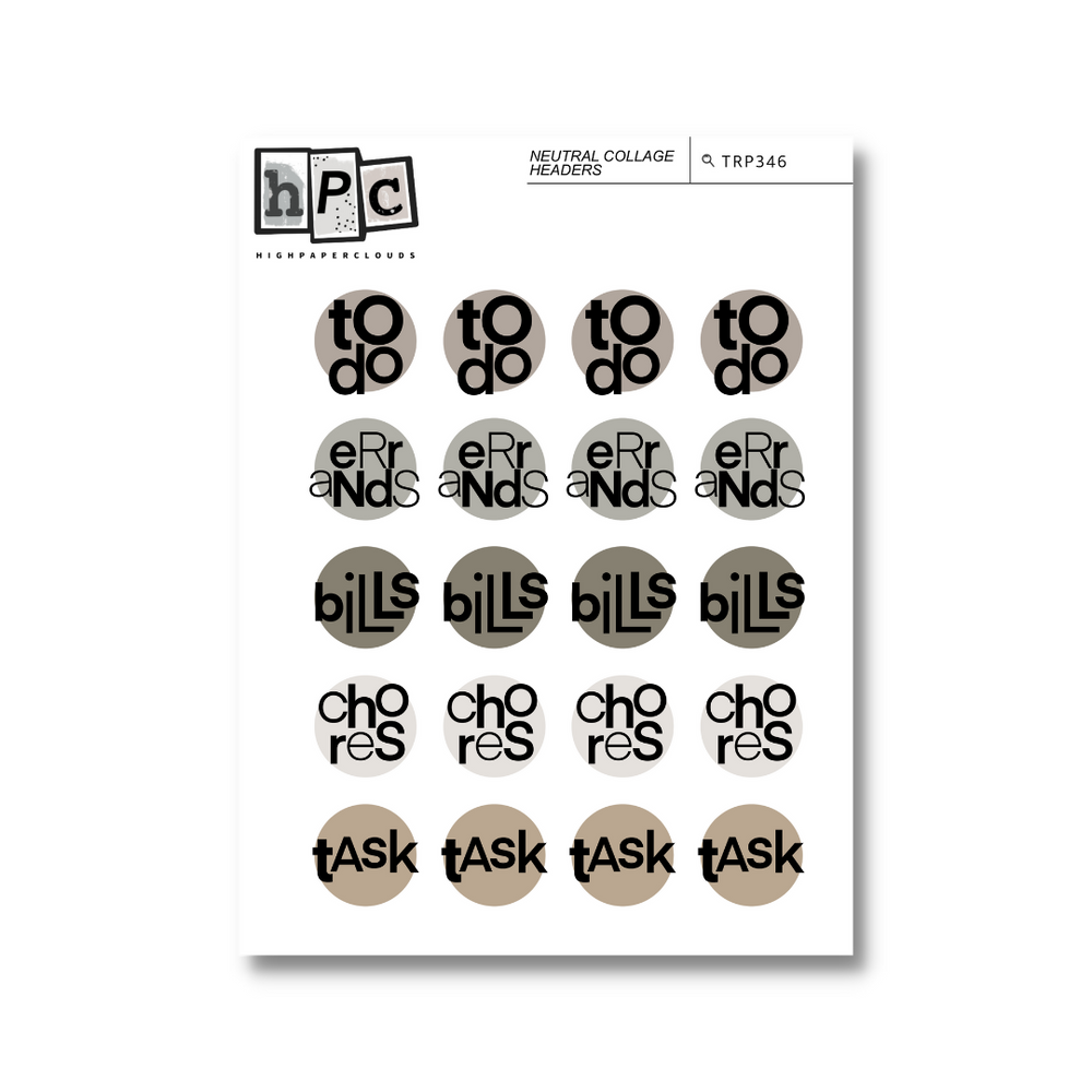 Neutral Collage Headers Sticker Sheet