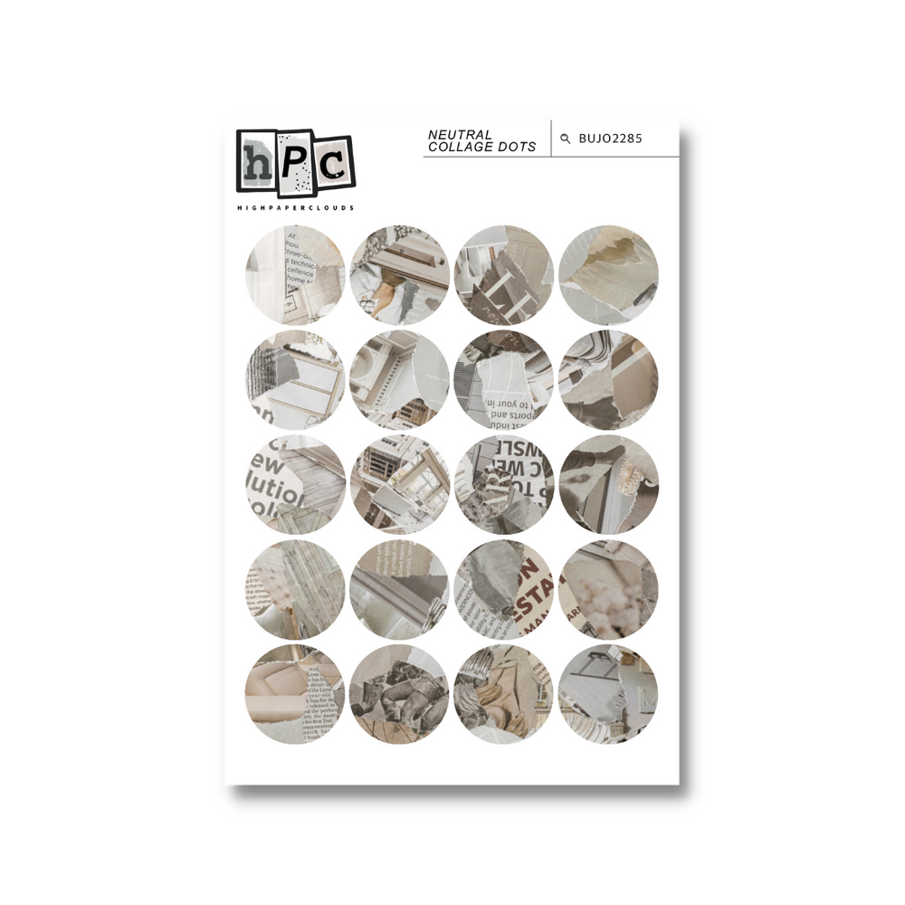 Neutral Collage Dots Deco Sticker Sheet