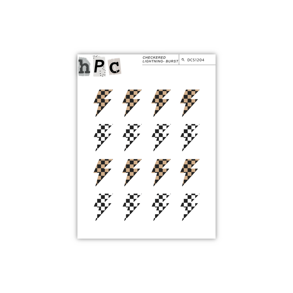 Checkered Lightning Deco Sticker Sheet (Burst)