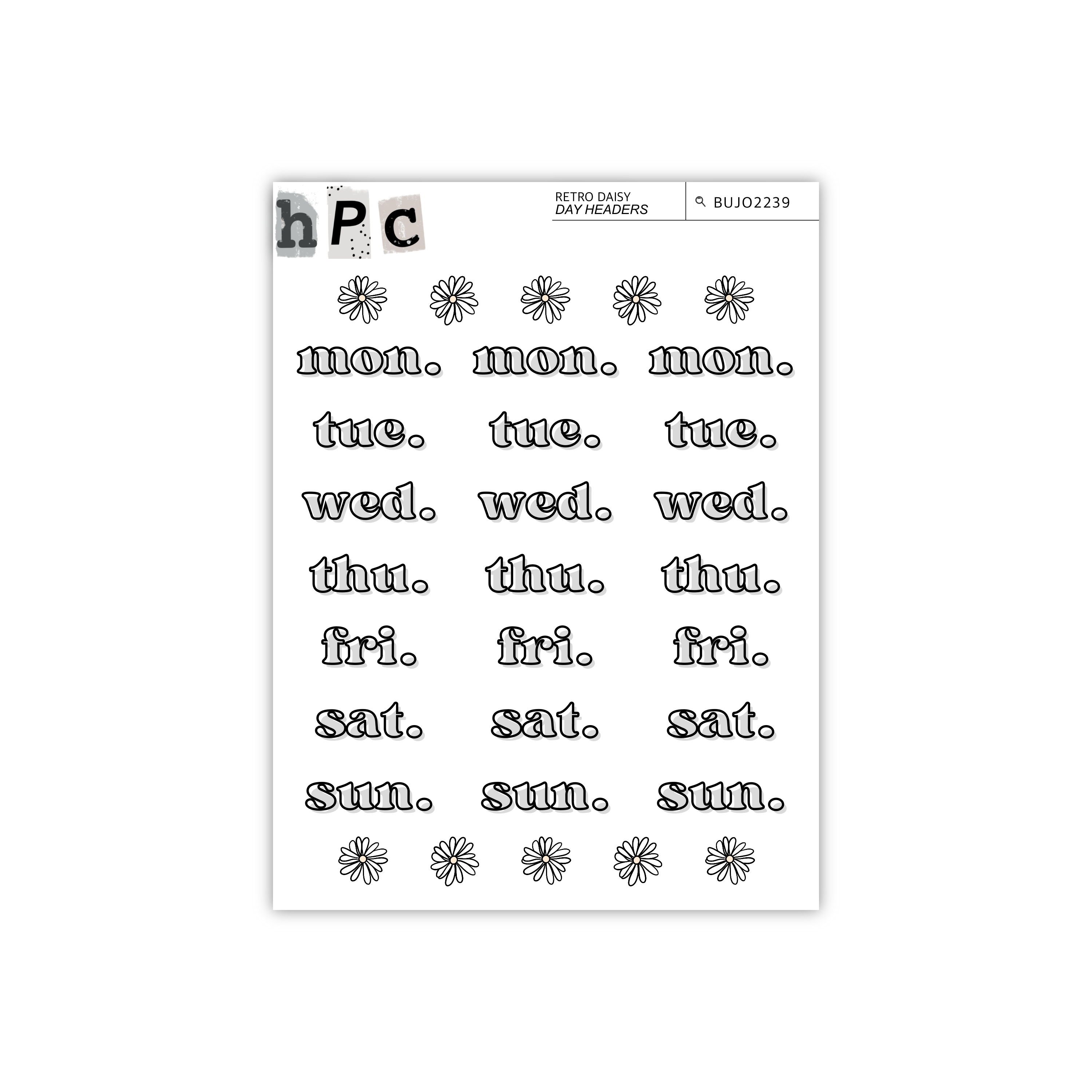 Day Headers Retro Daisy Collection HighPaperClouds