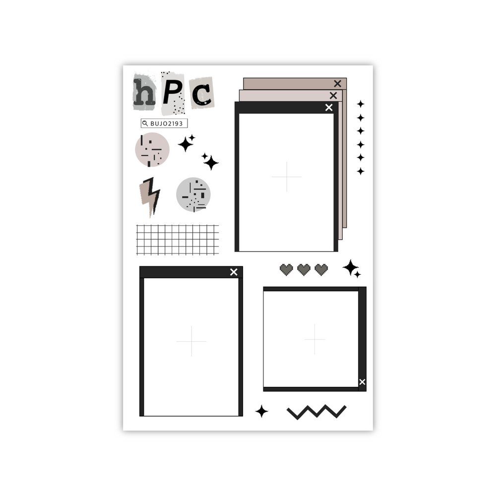 Noir Pixel Frames Journal Sticker Sheet
