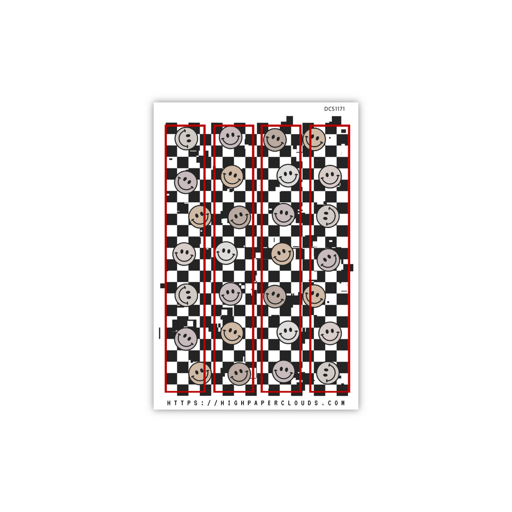 Checkered Glitches Smile Washi Strips