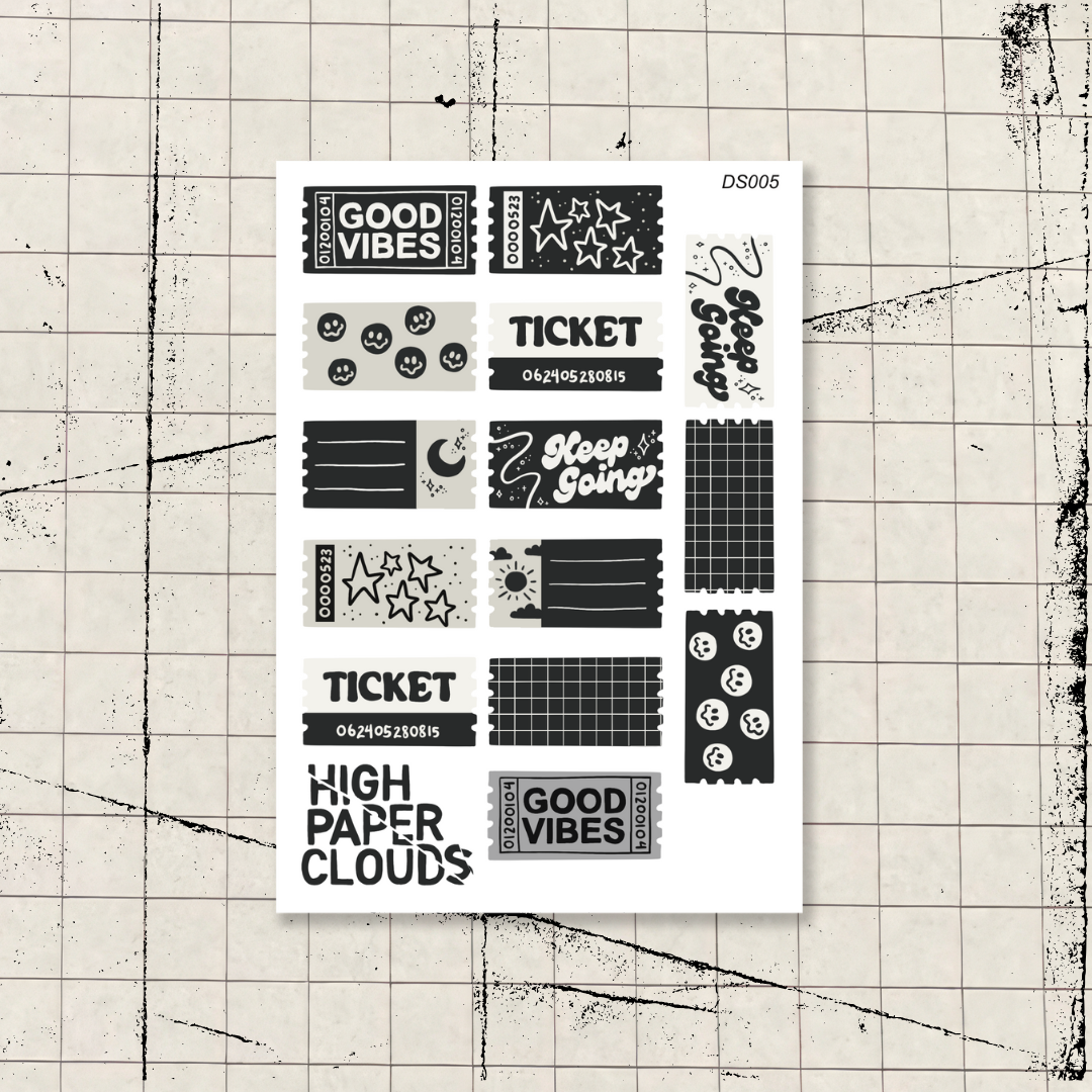 Ticket to Good Vibes Deco Sticker Sheet