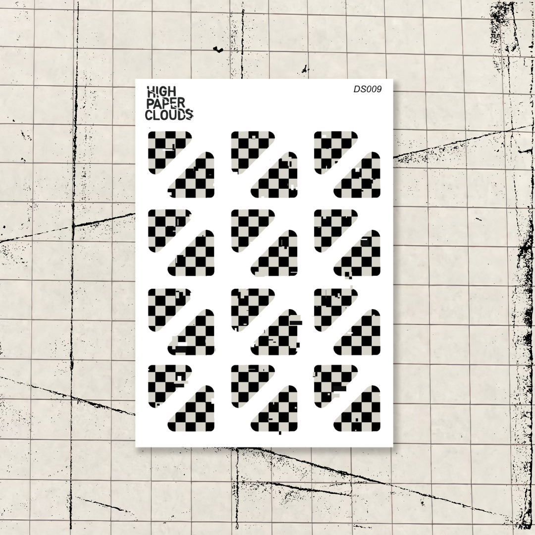 Glitched Checkered Corners Deco Sticker Sheet