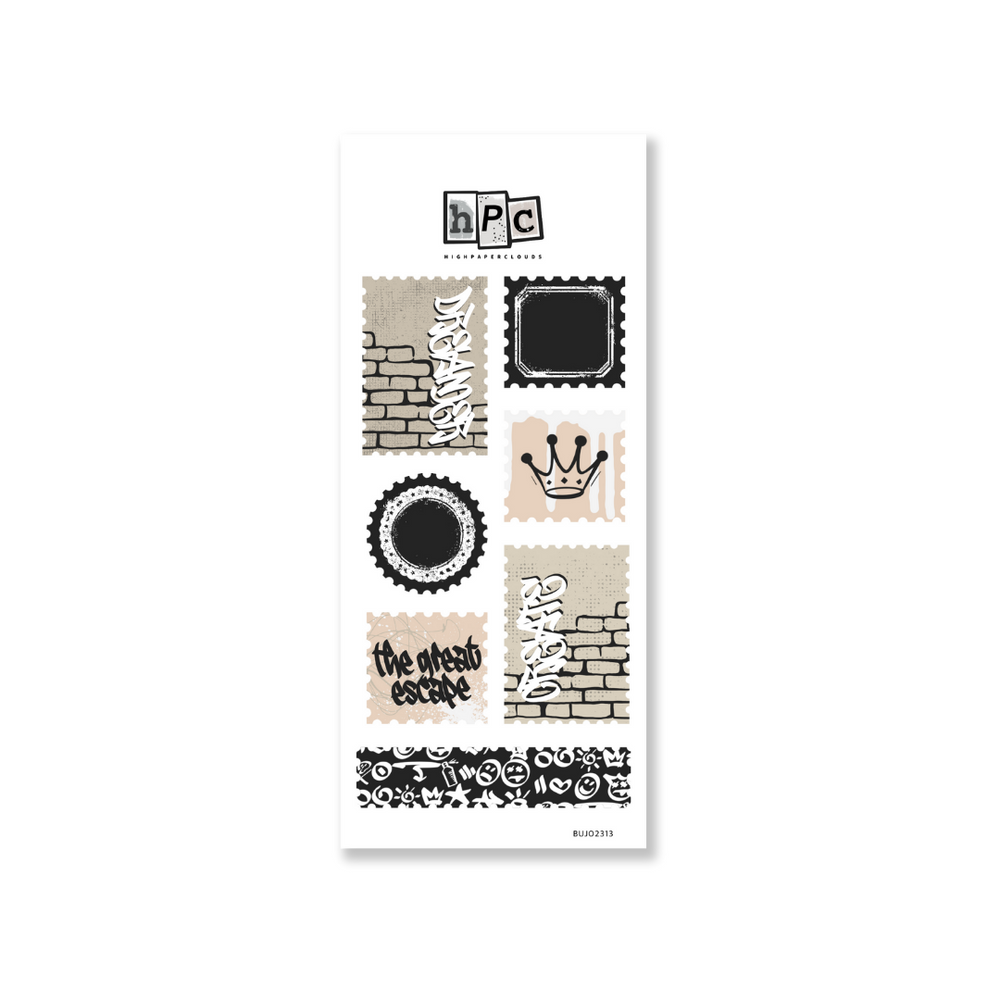 Graffiti Stamps Deco Sticker Sheet - Street Style Collection