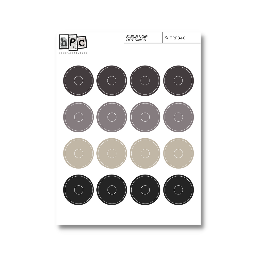 Dot Rings Deco Sticker Sheet - Fleur Noir Collection