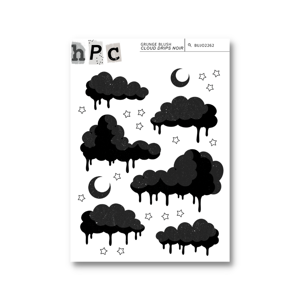 Cloud Drips (Noir) Deco Sticker Sheet