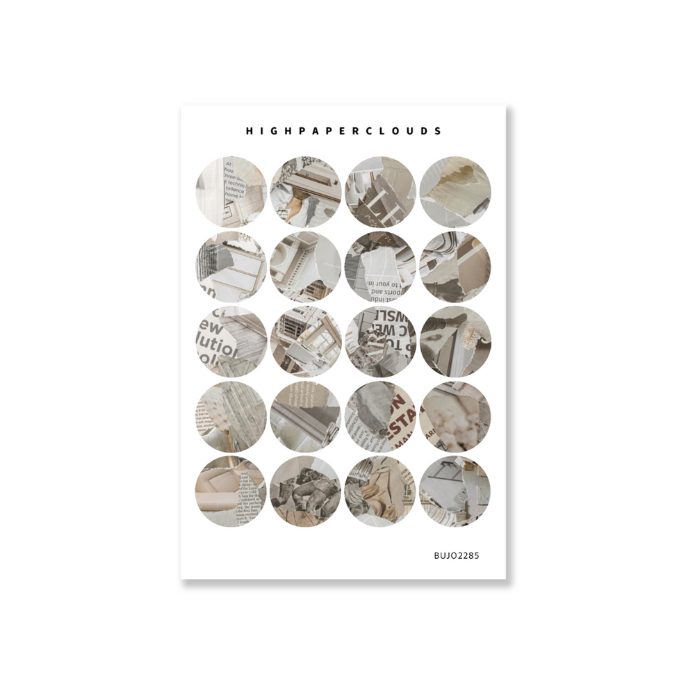 Neutral Collage Dots Deco Sticker Sheet