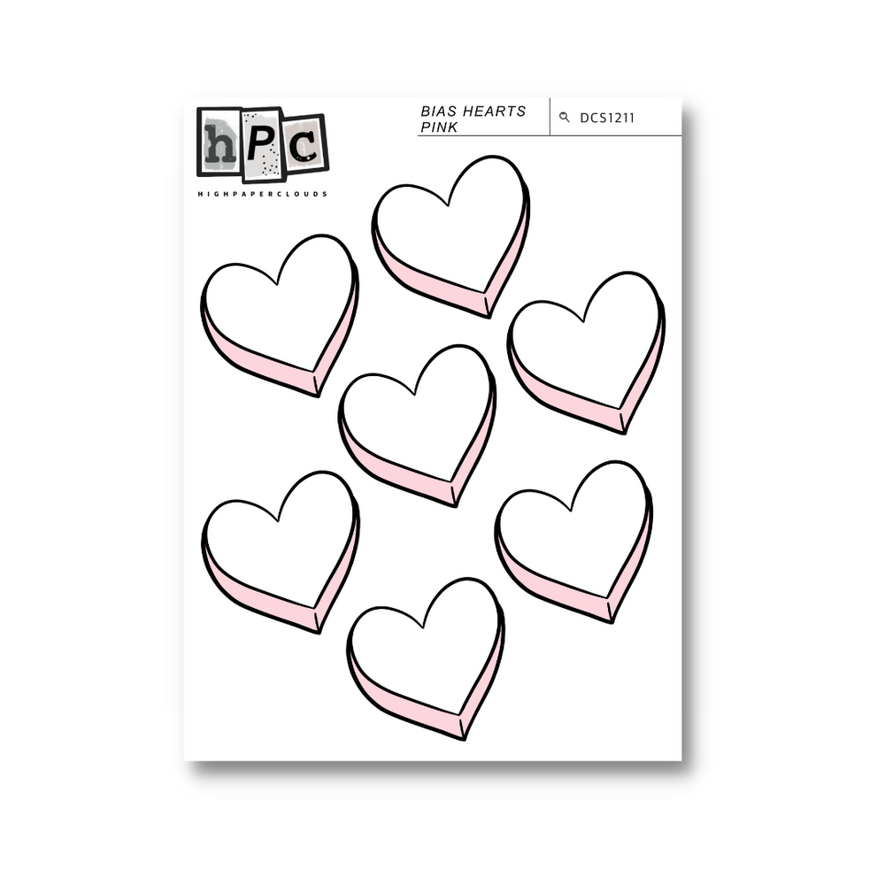 Bias Hearts Pink Deco Sticker Sheet