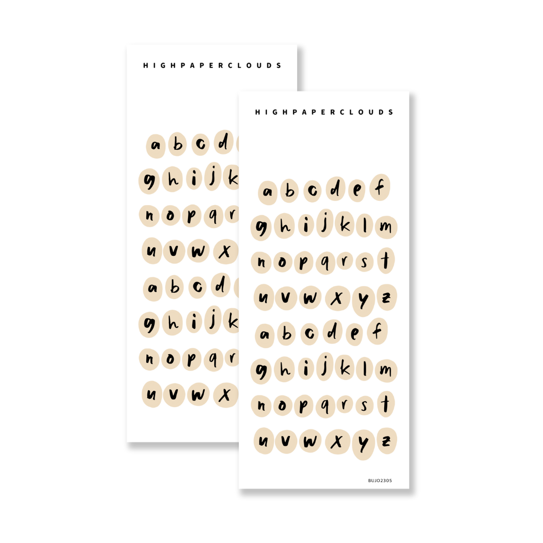 A-Z (Custard) Dot Sticker Sheet