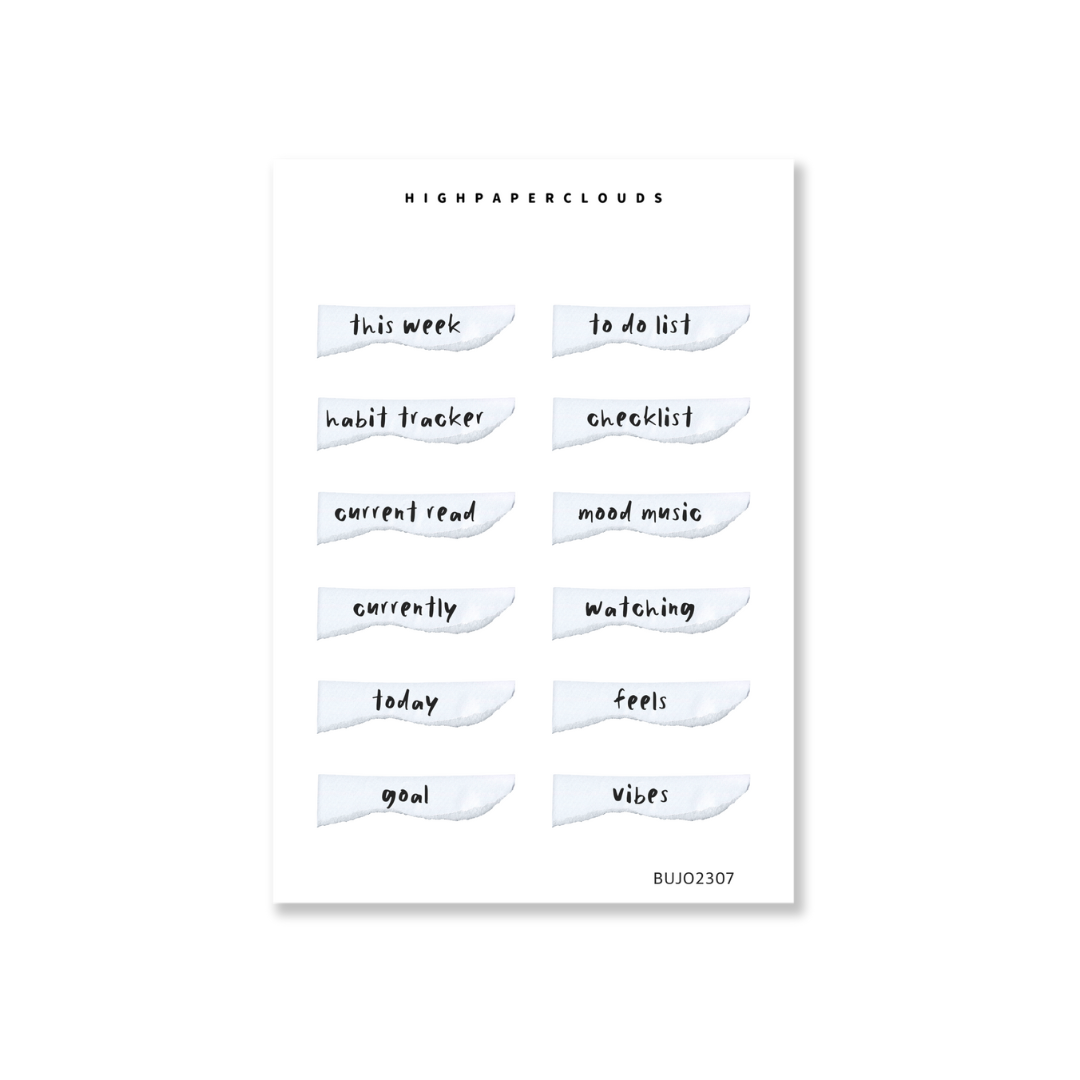 Paper Headers Sticker Sheet