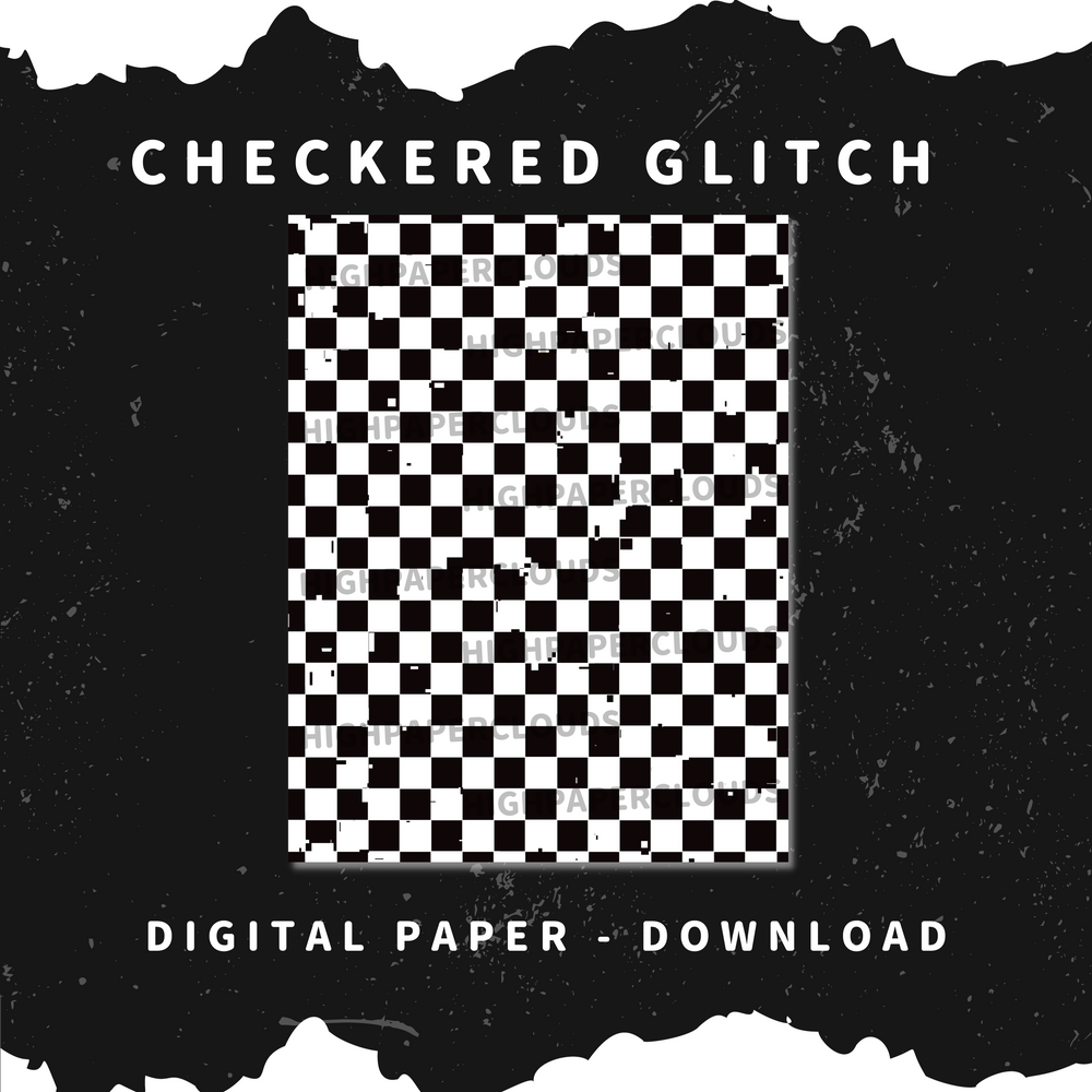 Checkered Glitch Digital Paper - Download Only