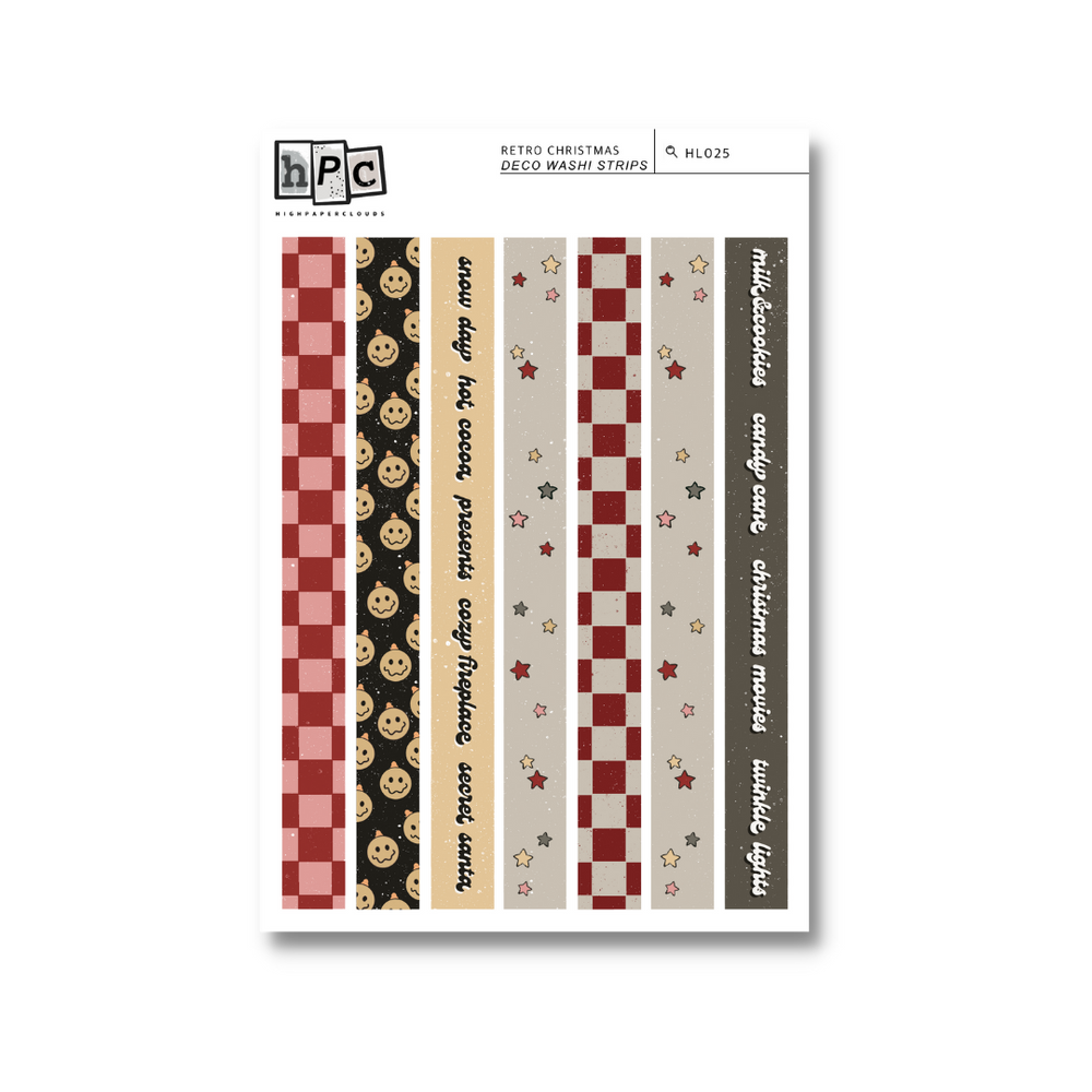 A Retro Christmas Deco Washi Strips Sticker Sheet