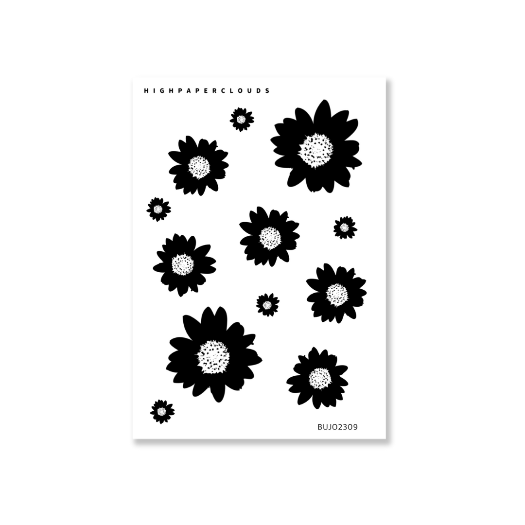 Noir Sunflowers Deco Sticker Sheet