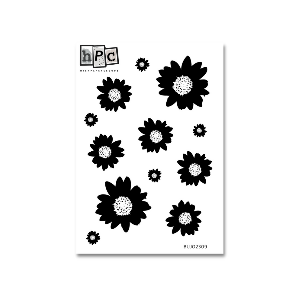 Noir Sunflowers Deco Sticker Sheet