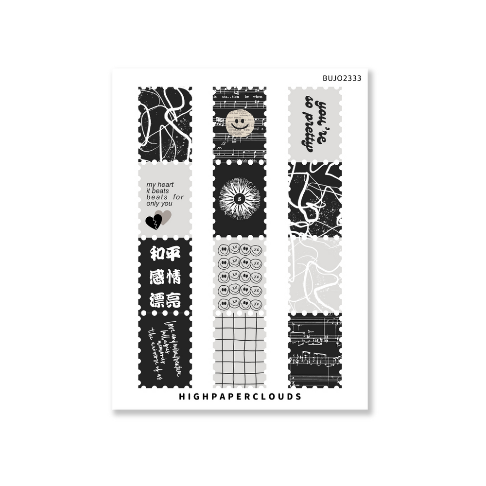 Noir Notes Stacked Stamps Sticker Sheet