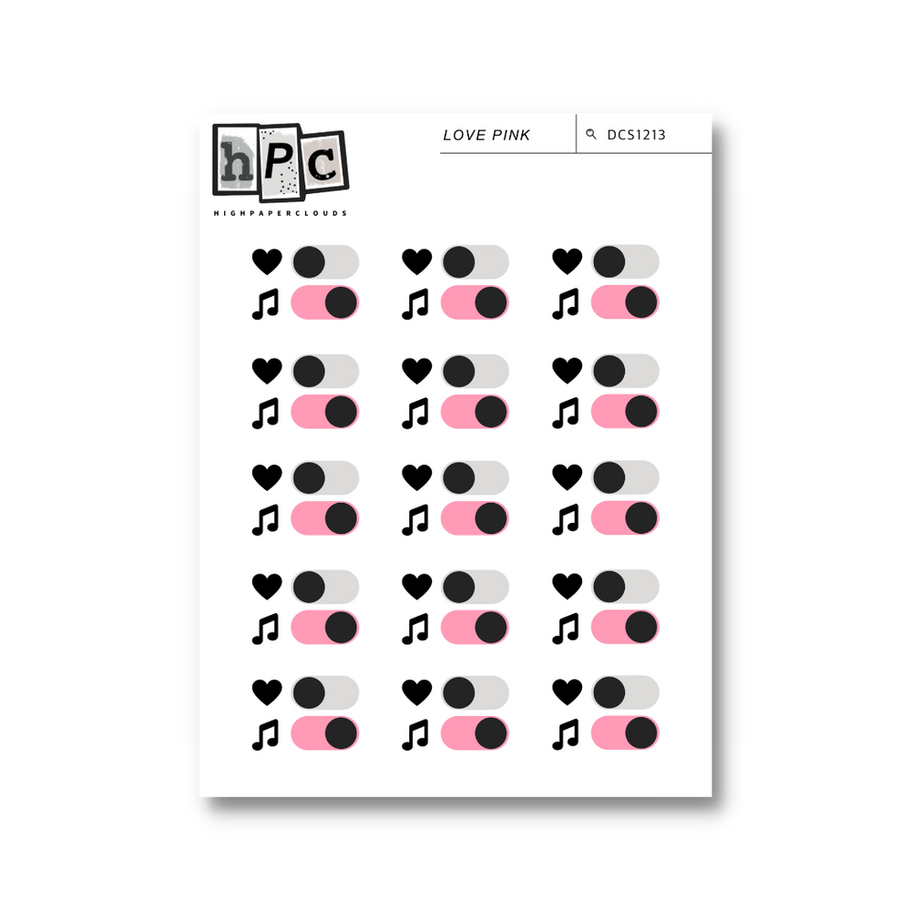 Love Pink & Music Deco Sticker Sheet