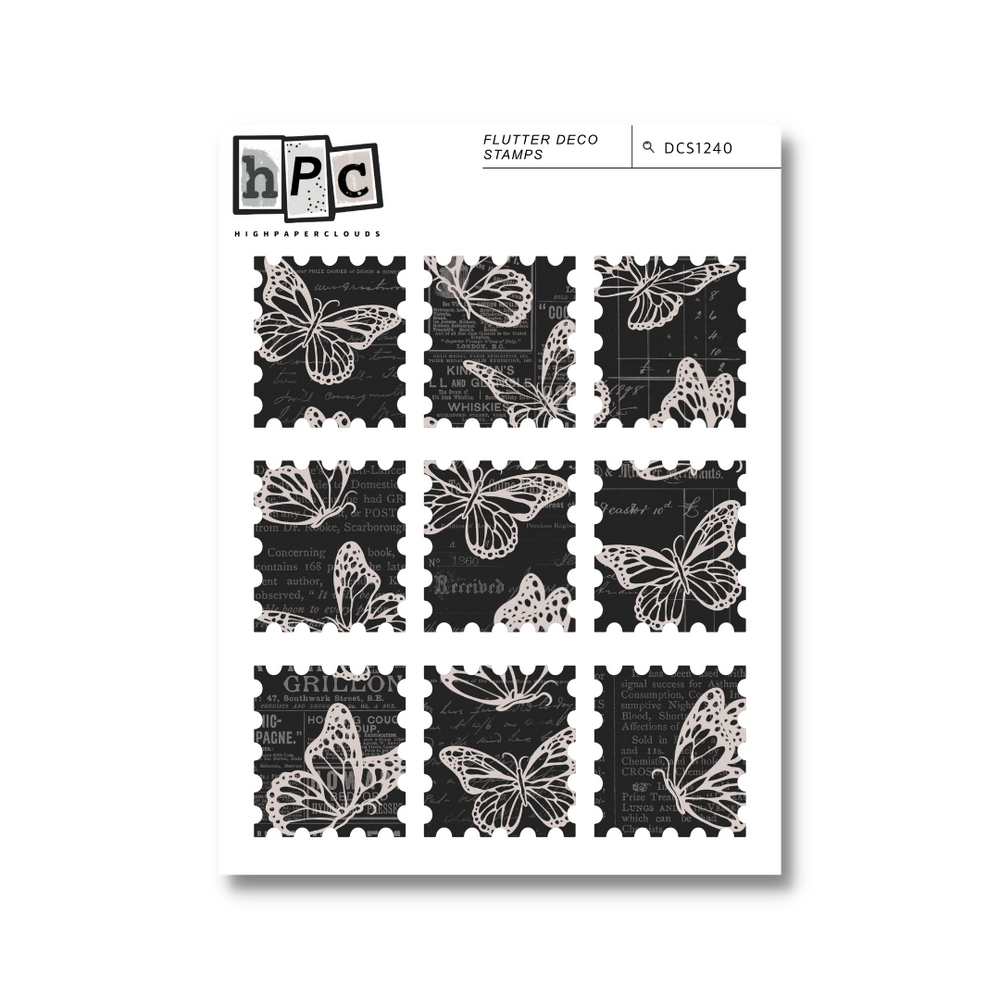 Flutter Deco Stamps Sticker Sheet