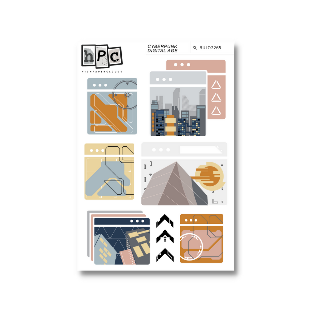 Digital Age Deco Sticker Sheet - CyberPunk Collection
