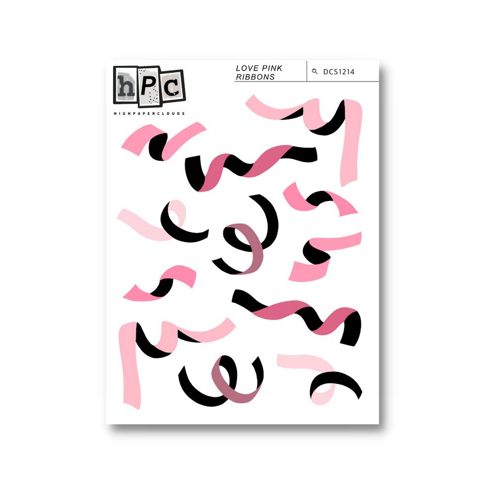 Love Pink Ribbons Deco Sticker Sheet