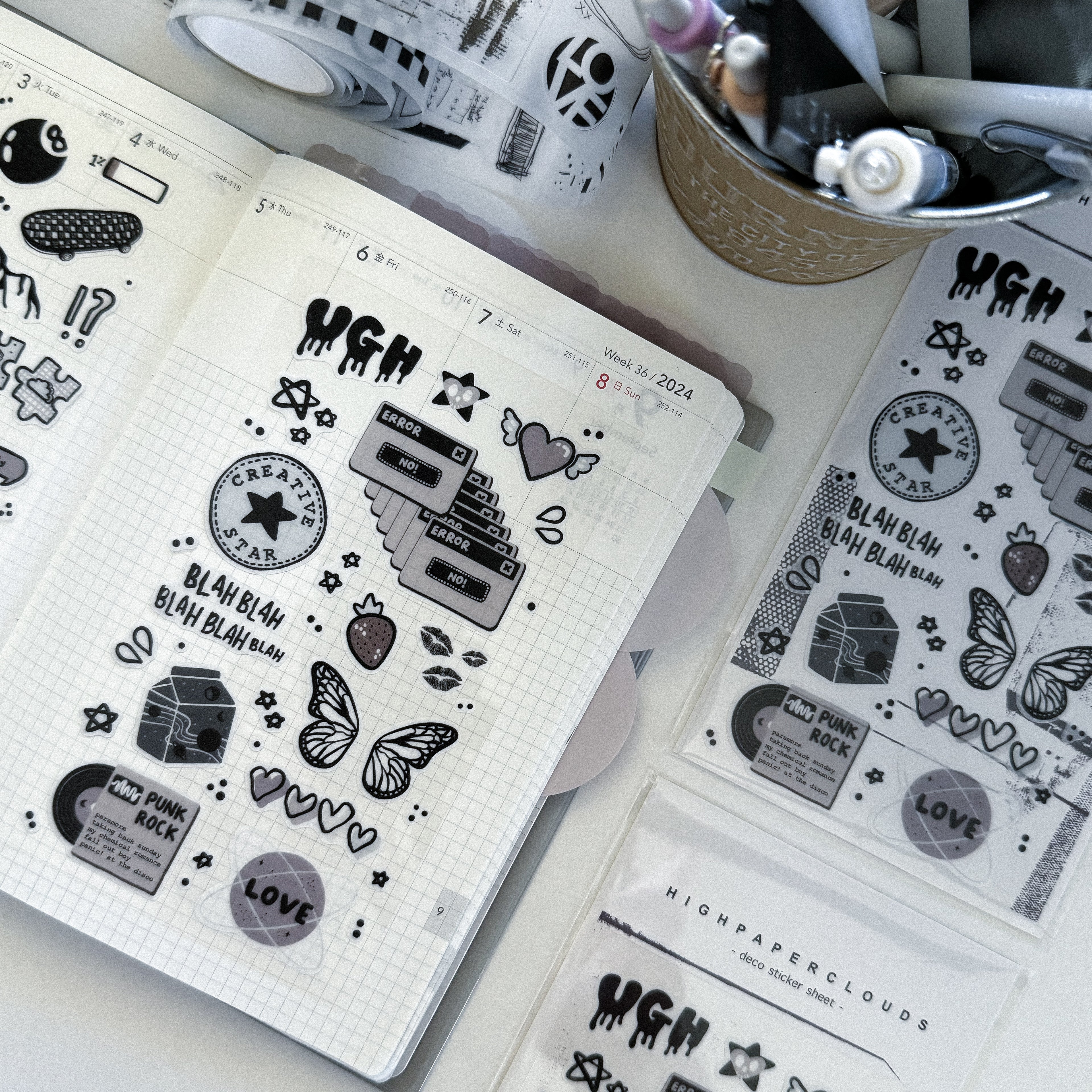 GRUNGE CORE AESTHETIC I. PALETTE DECO STICKER SHEET