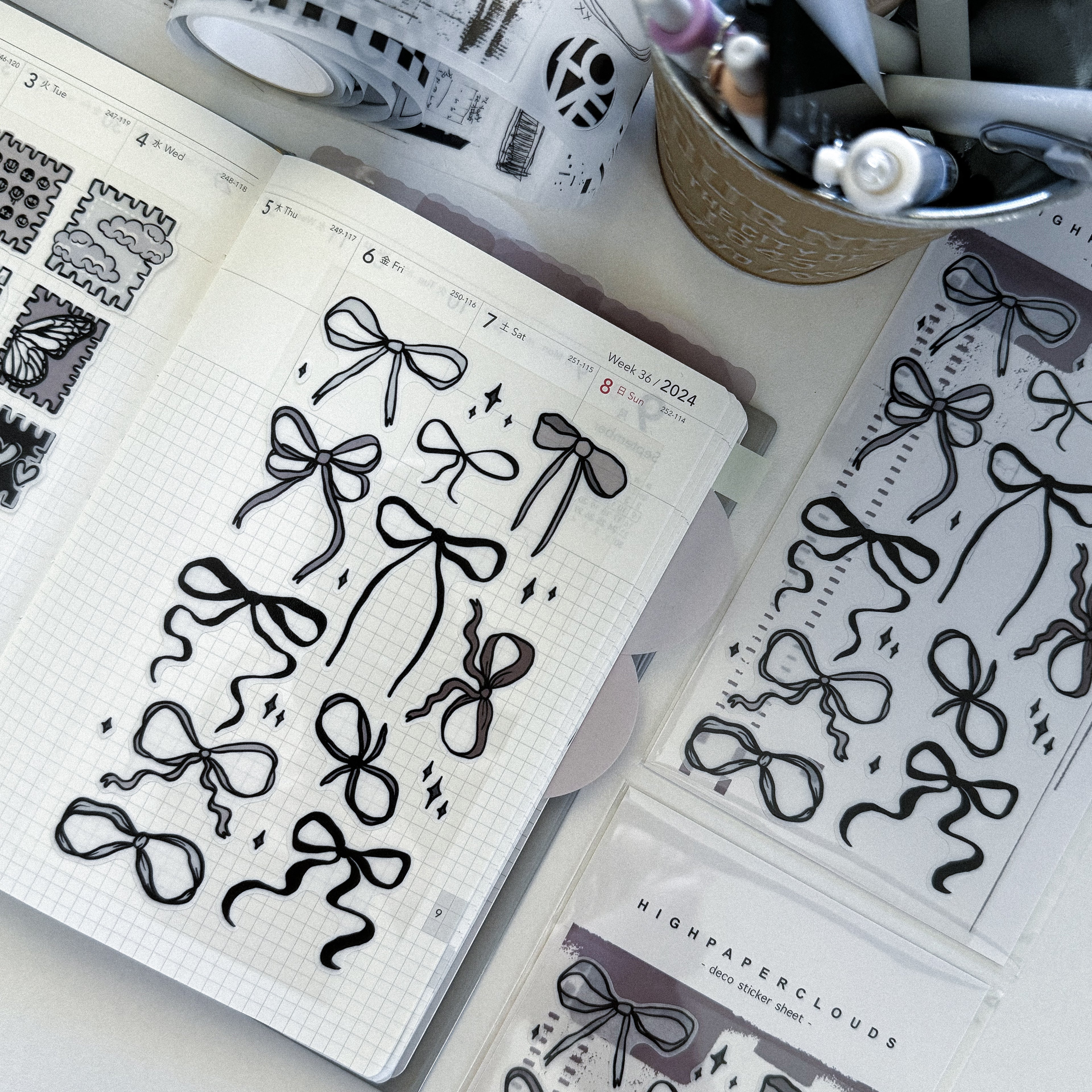 BOWS & RIBBONS DECO STICKER SHEET