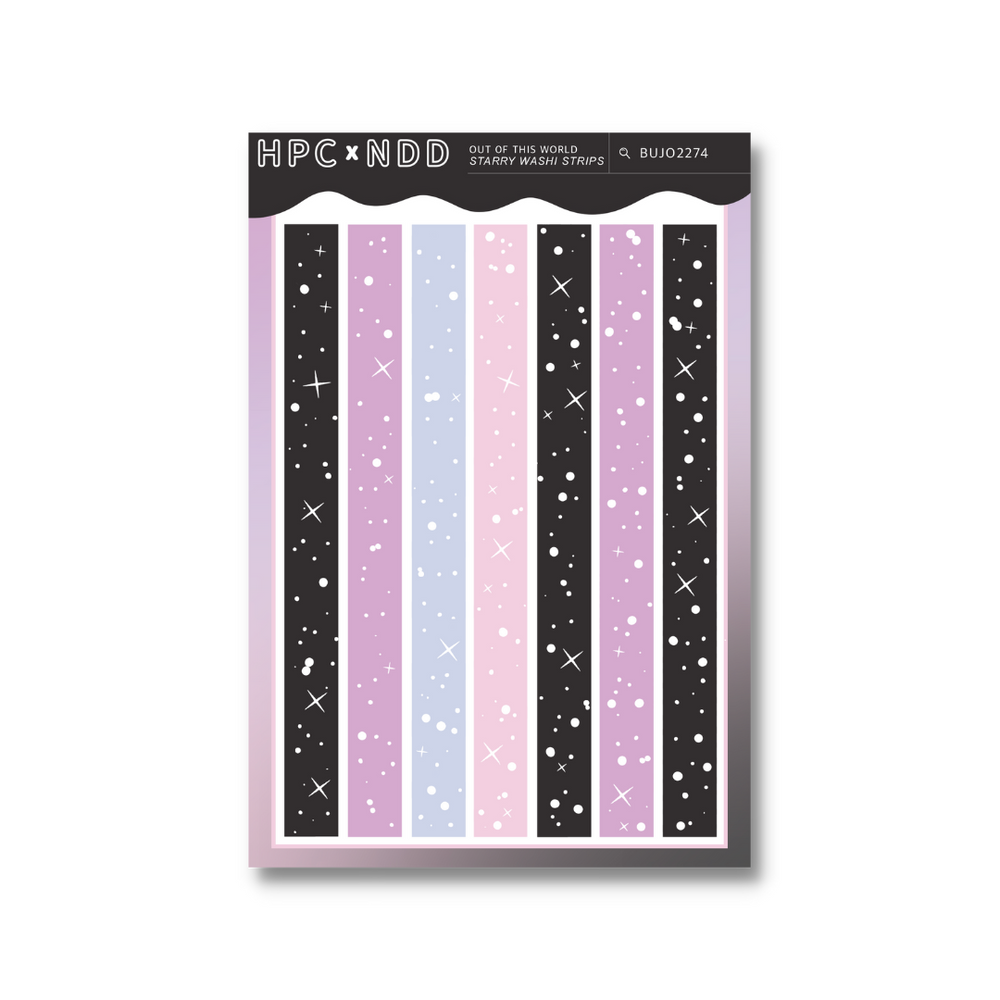 Starry Washi Strips Sticker Sheet - Out of This World Collection