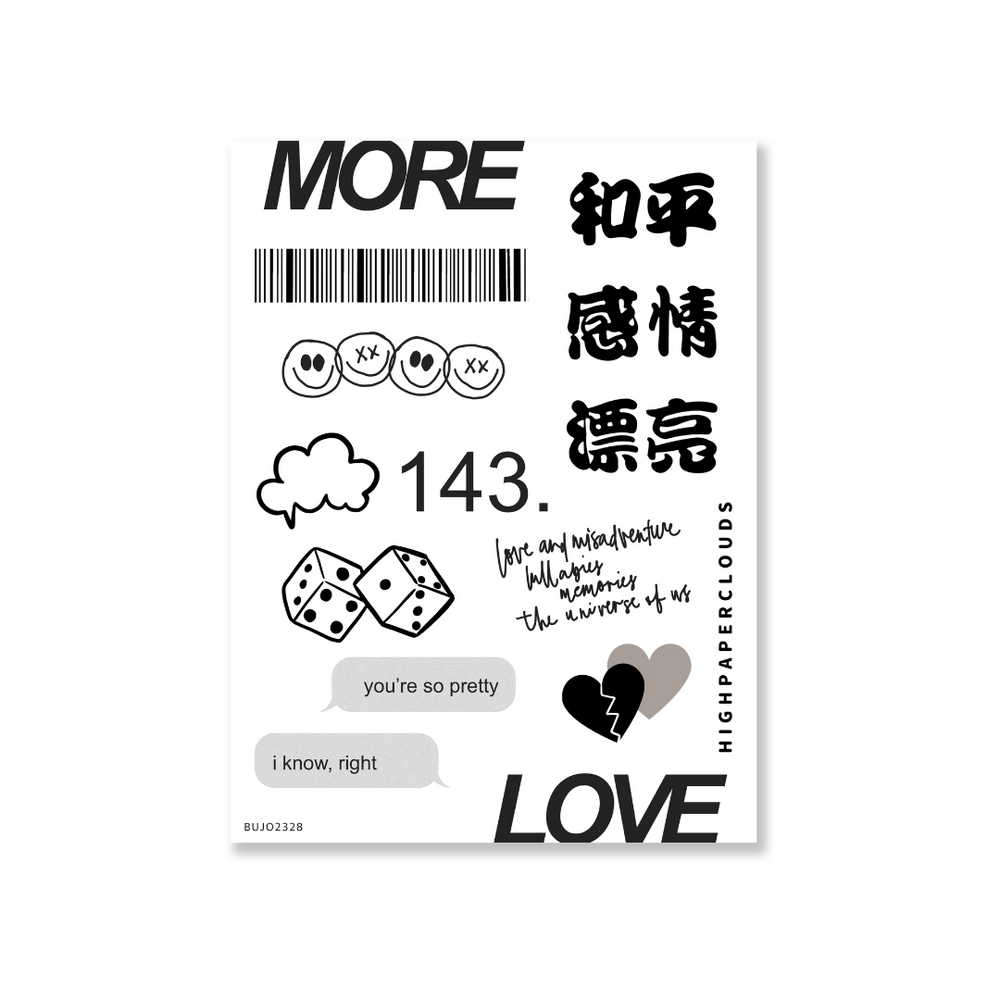 Noir Notes More Love Deco Sticker Sheet