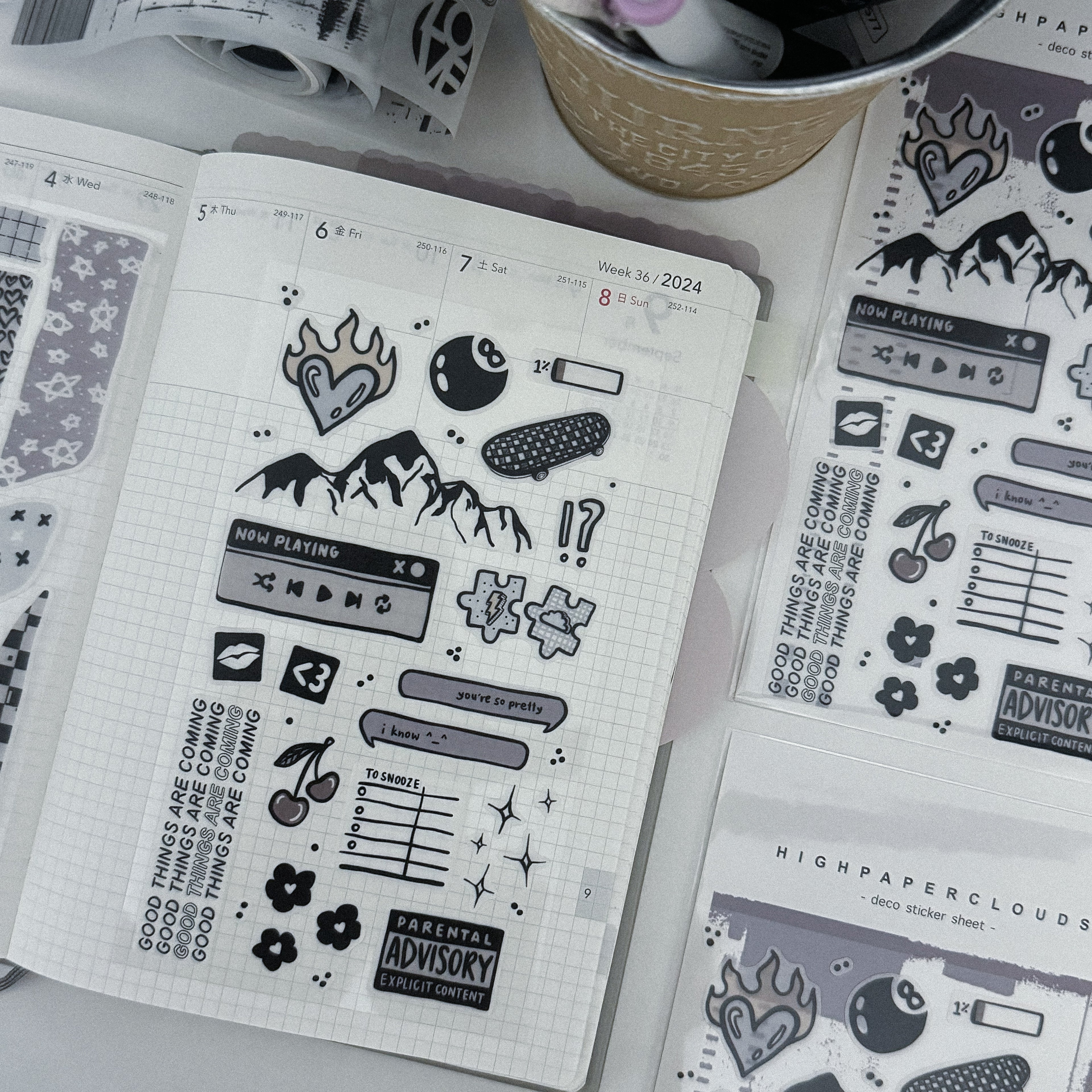 GRUNGE CORE AESTHETIC III. PALETTE DECO STICKER SHEET