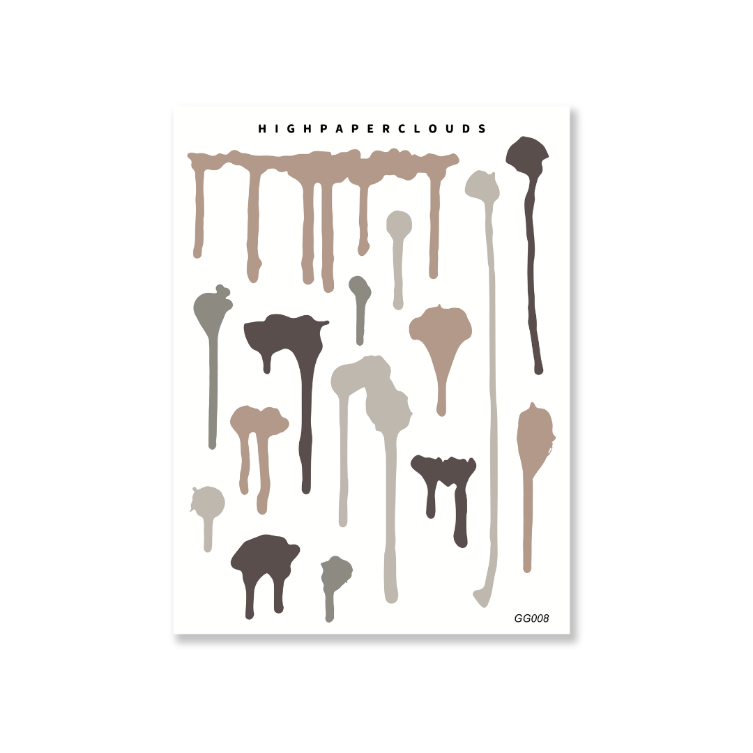 Mini Drips (Neutrals) Deco Sticker Sheet - GG IV