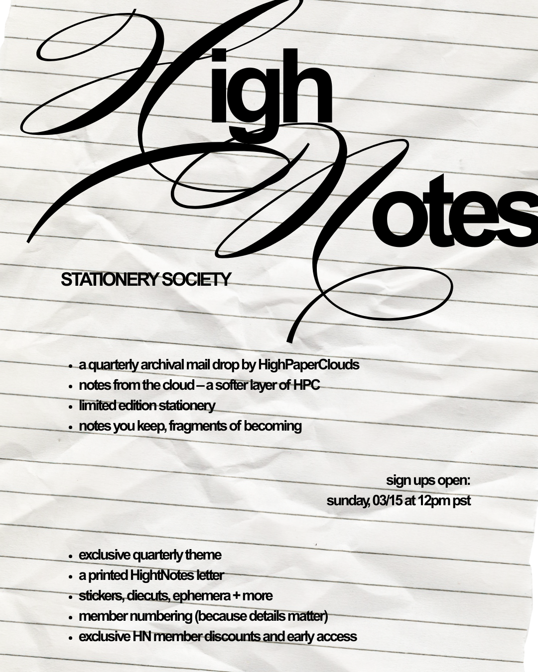 HighNotes Stationery Society | (Must be ordered separately!!)