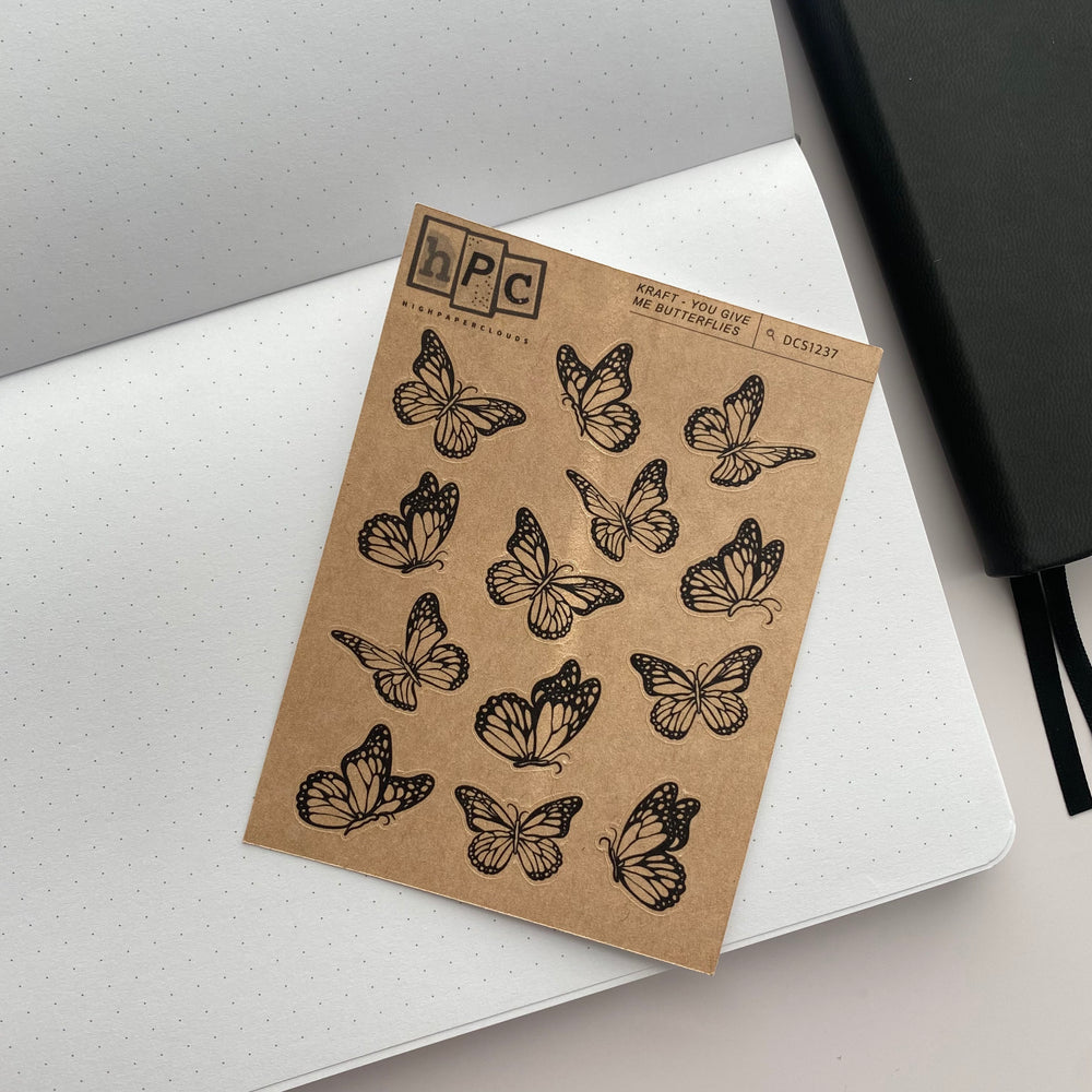 Kraft You Give Me Butterflies Deco Sticker Sheet