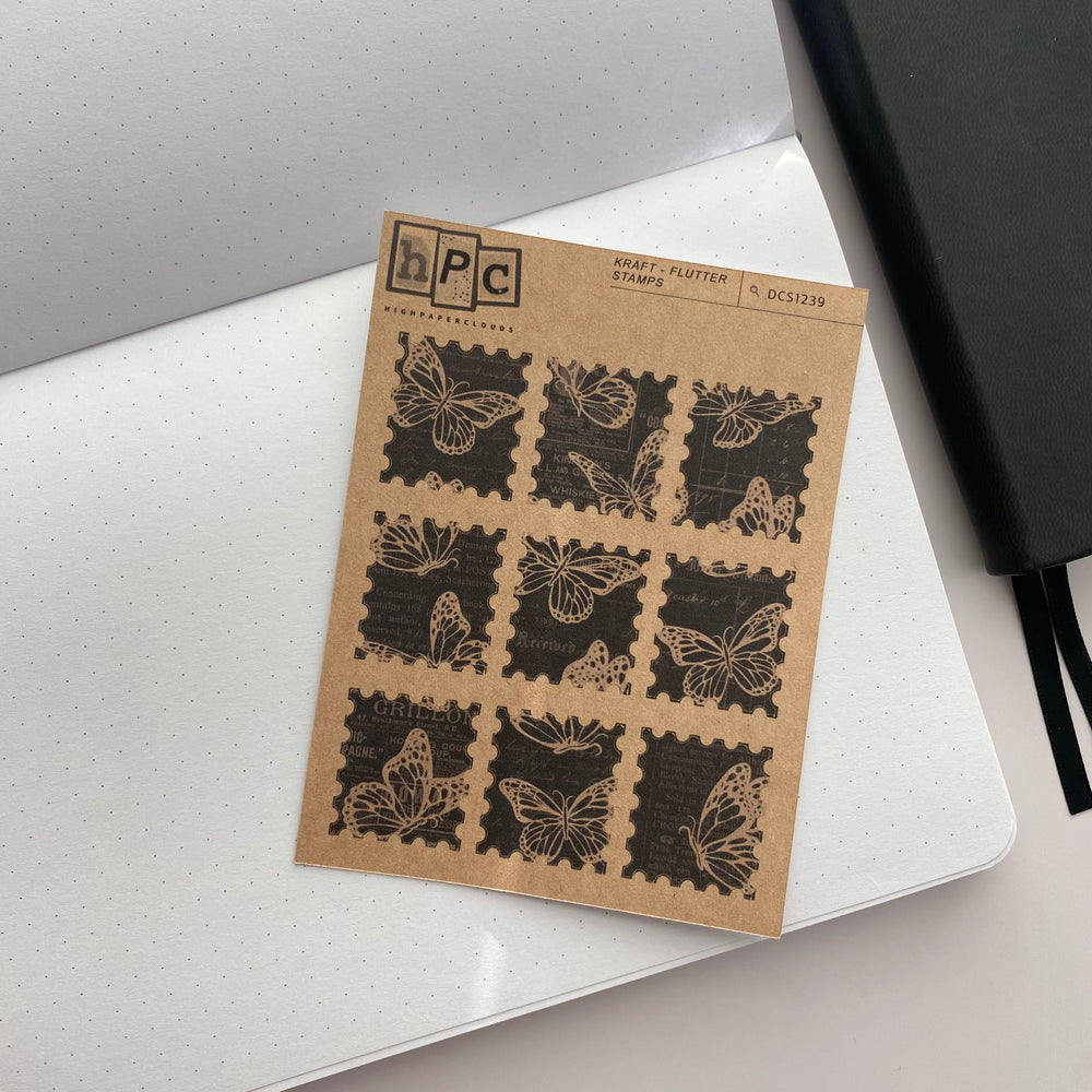 Kraft Flutter Stamps Sticker Sheet