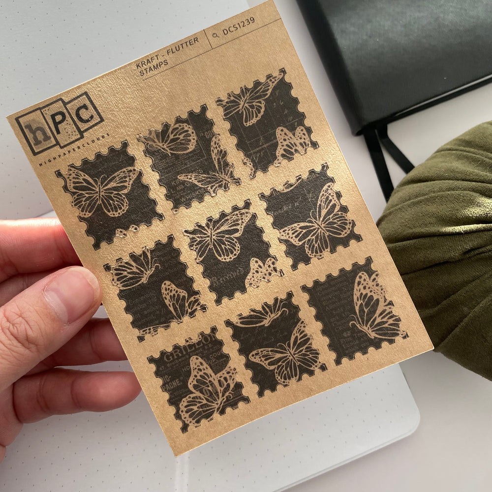 Kraft Flutter Stamps Sticker Sheet