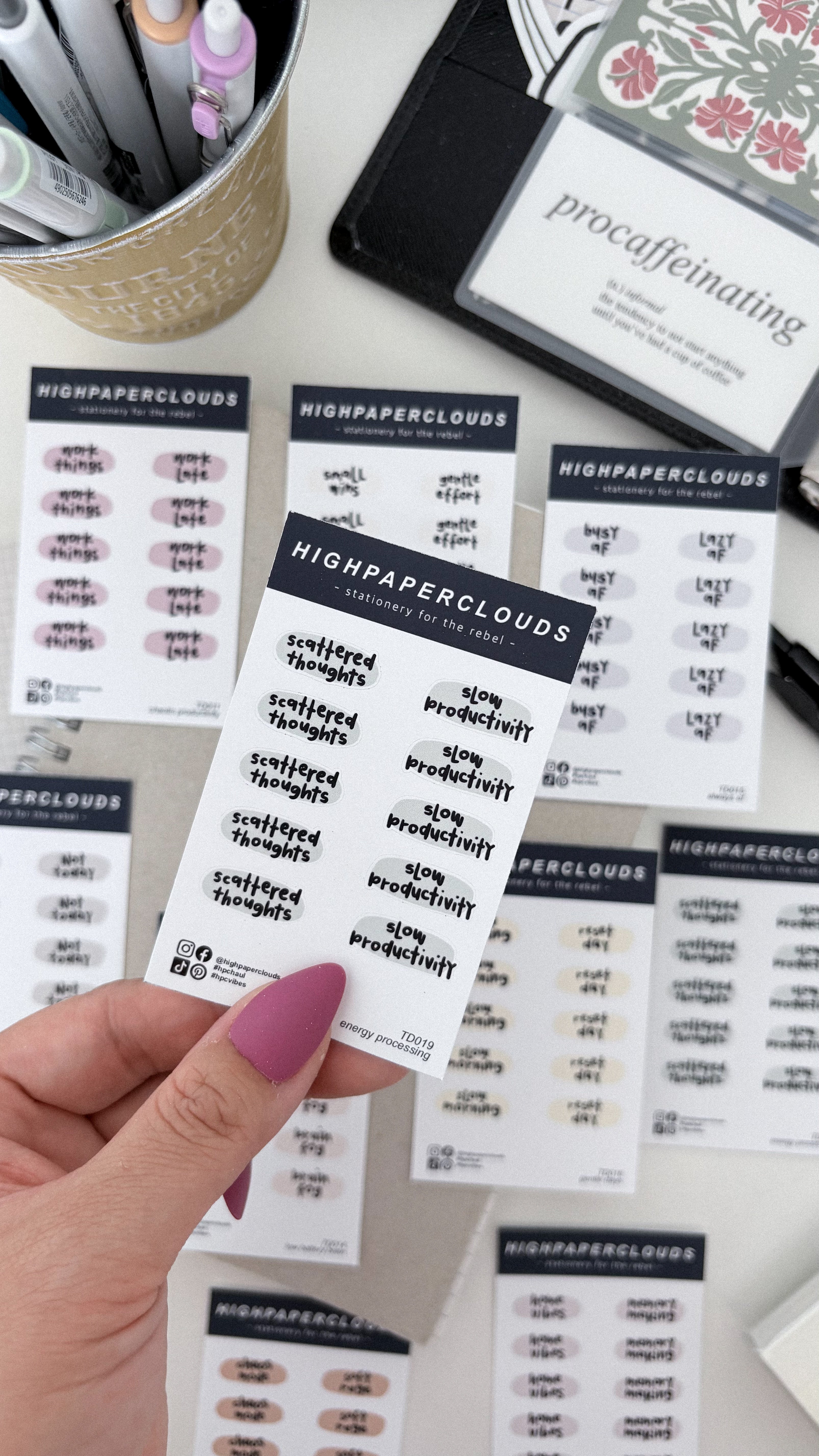 Scattered Thoughts, Slow Productivity Mini Sticker Sheet