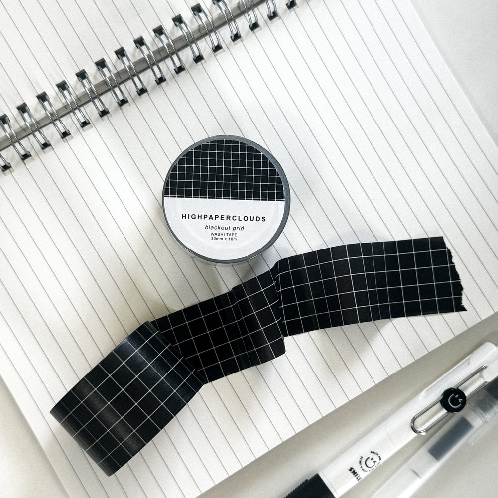 BLACKOUT GRID WASHI TAPE 30MM