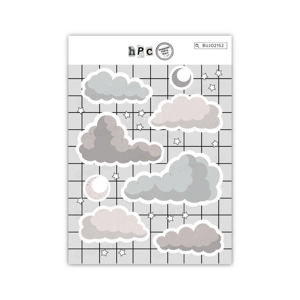 Brushed Clouds Aesthetic Deco Sticker Sheet