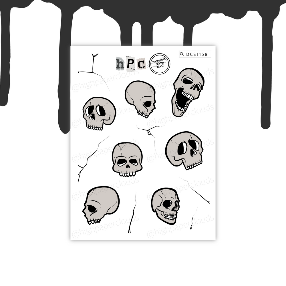 Cracked Skulls Deco Sticker Sheet