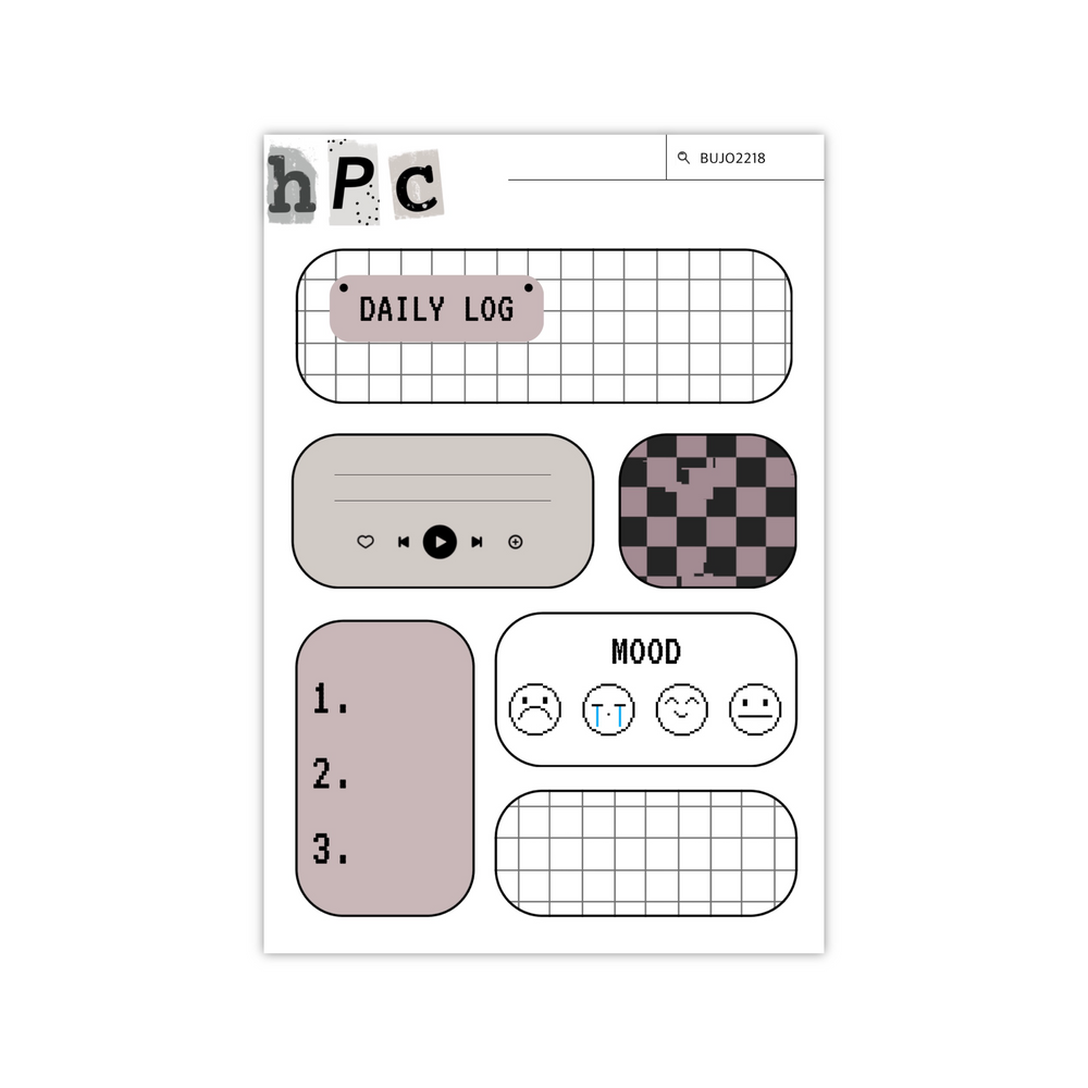 Daily Log Basics Sticker Sheet - Crepe
