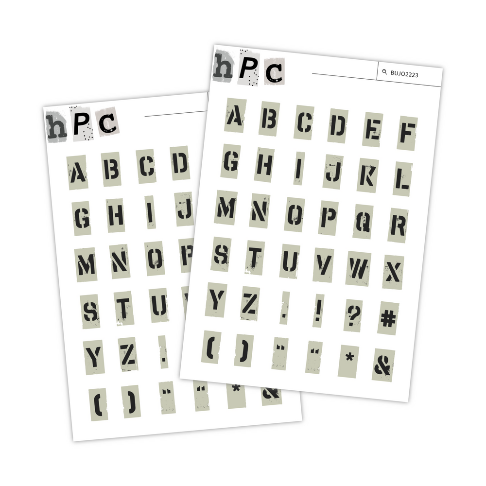 Stencil Letters Large - 2pc Sticker Sheet