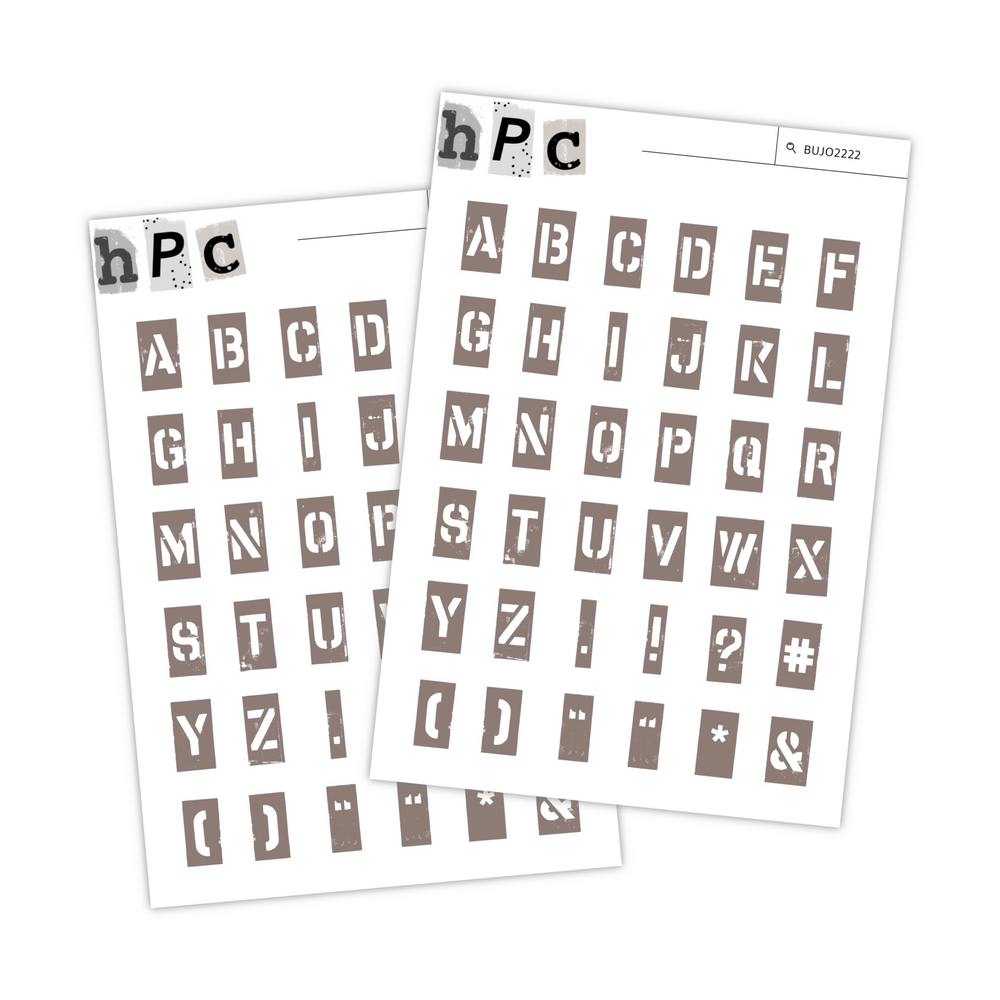 Stencil Letters Large - 2pc Sticker Sheet
