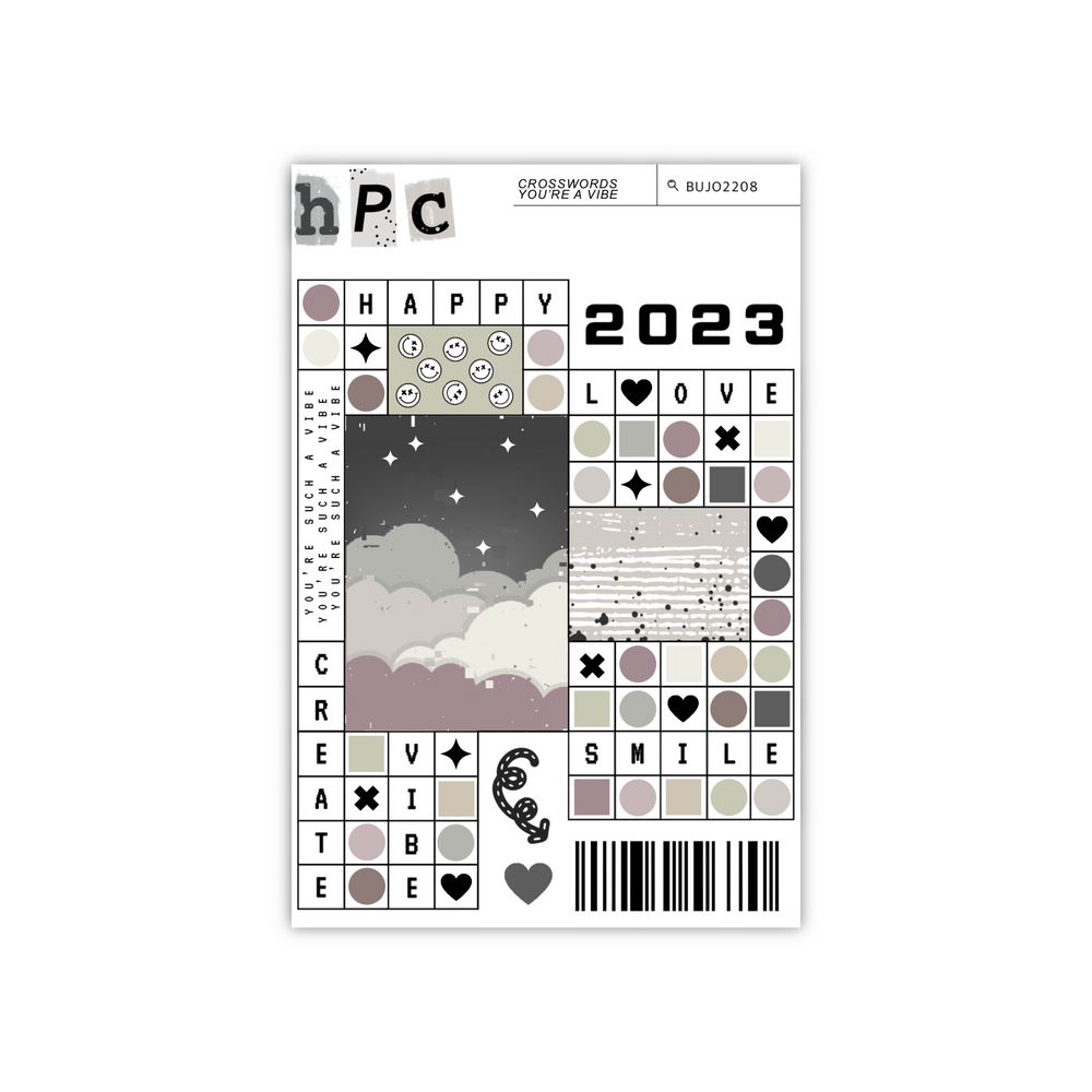You're A Vibe Crosswords Deco Sticker Sheet - Crosswords Collection