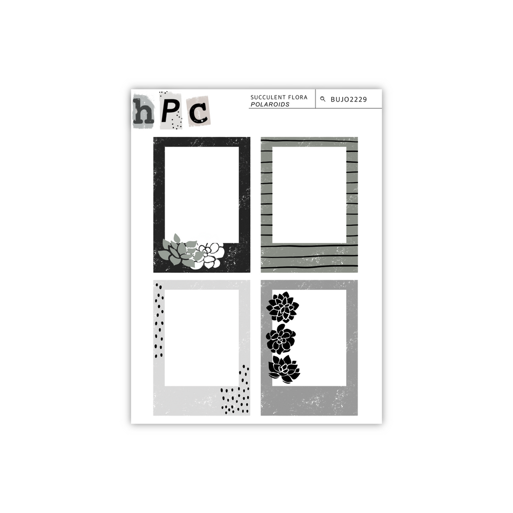 Succulent Flora Polaroids Sticker Sheet