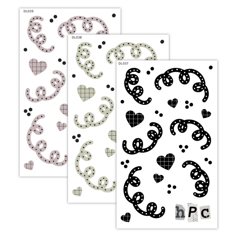 Hearts & Swirls Deco Sticker Sheet