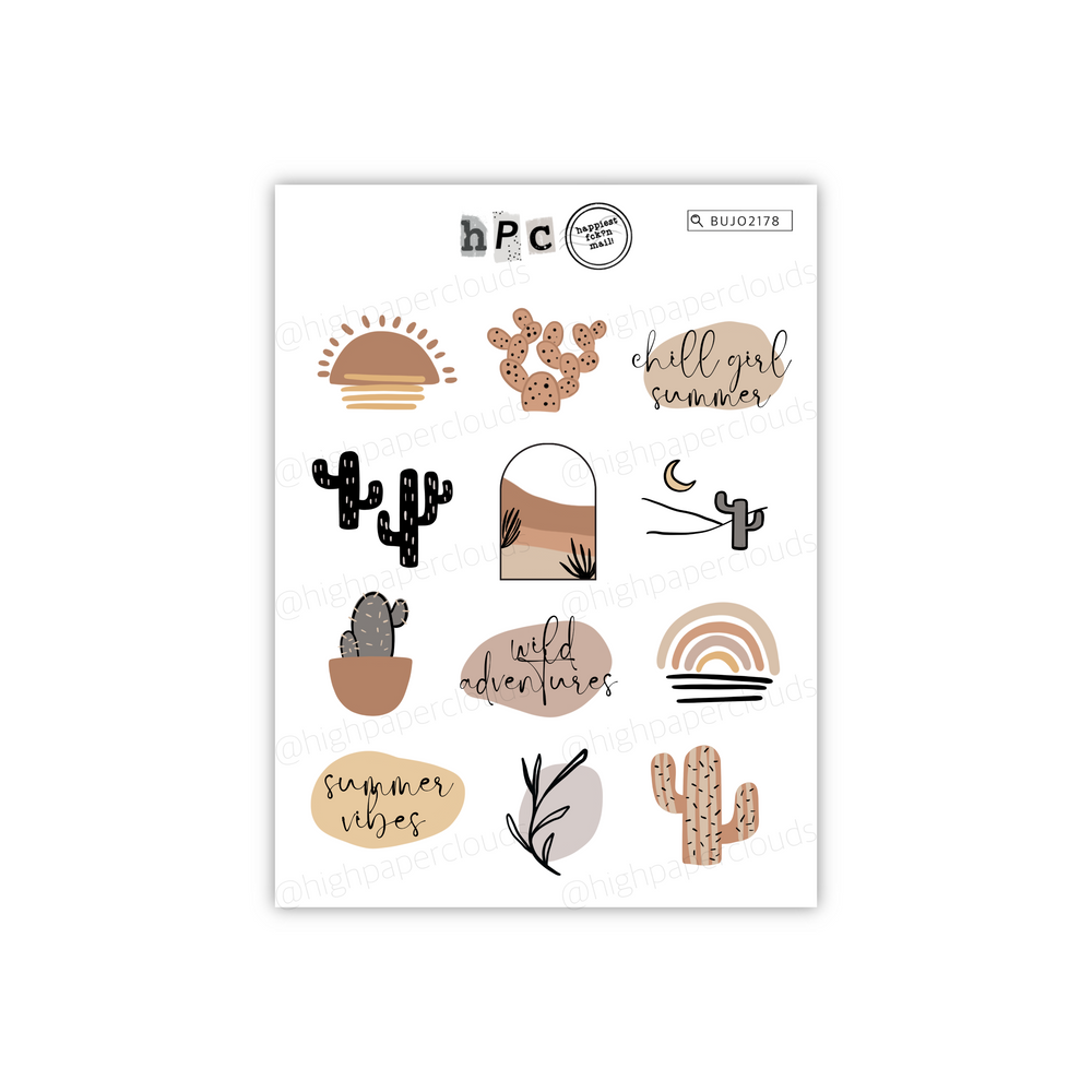 Desert Summer Deco Sticker Sheet