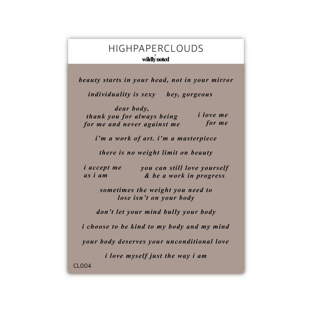 Body Positivity Quotes Sticker Sheet - HPC x WN