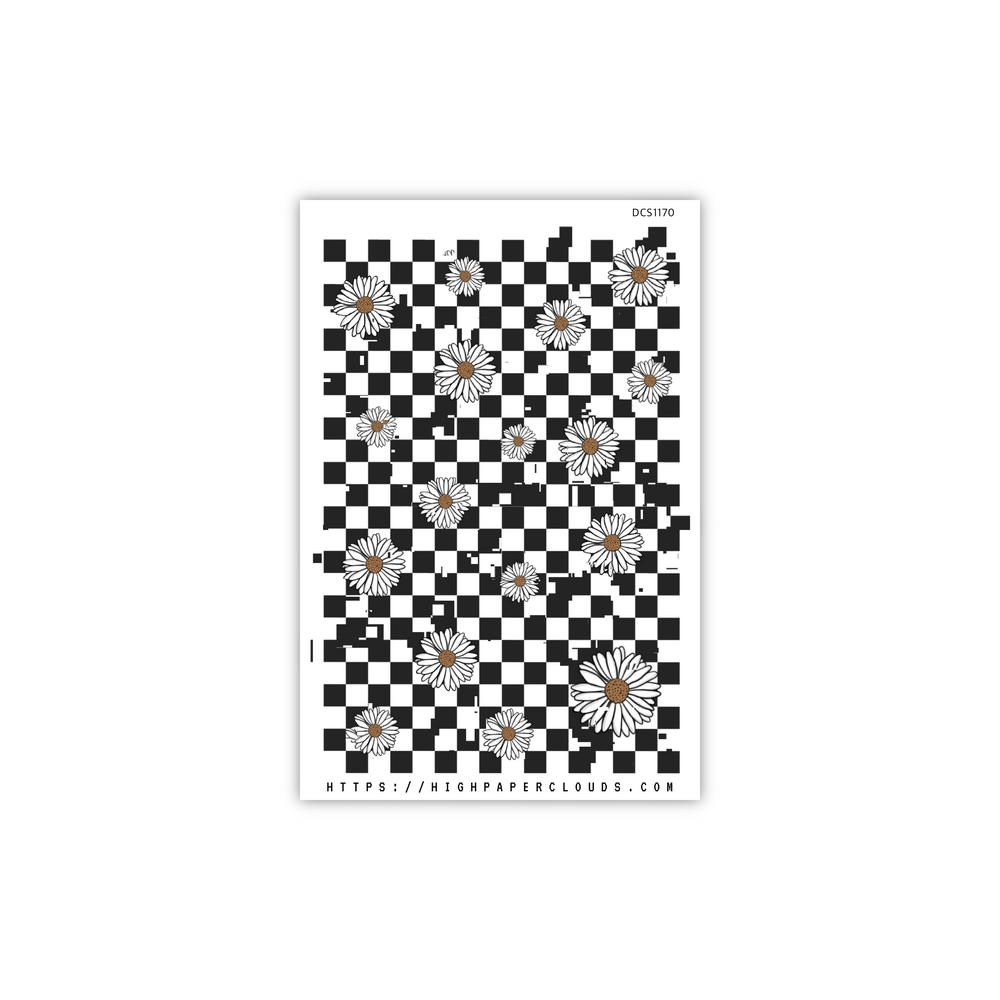 Checkered Glitches Daisy Washi Strips