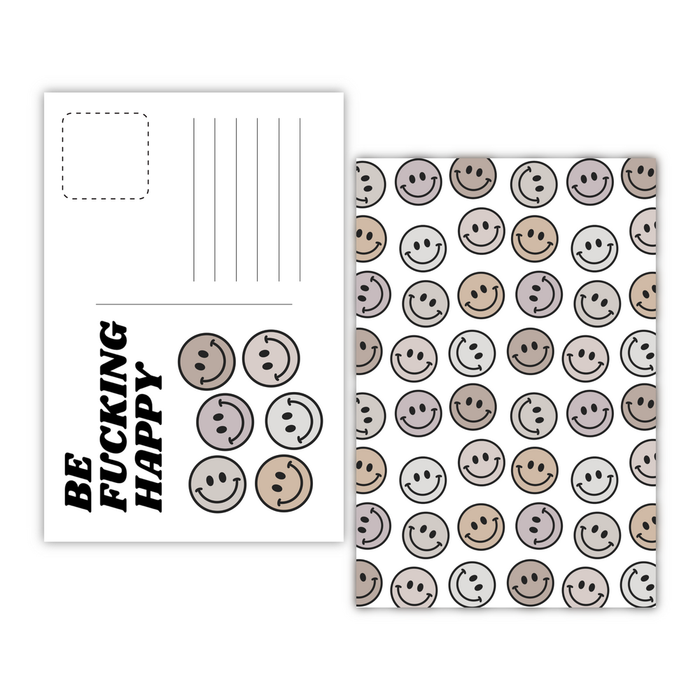 Smile ‘Be F?cking Happy’ Postcard/ Wall Decor/ Planner Card